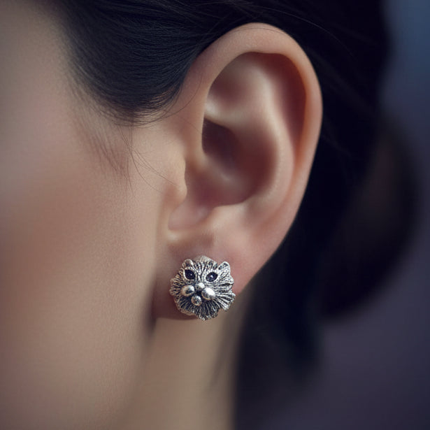 sterling silver cat post earrings